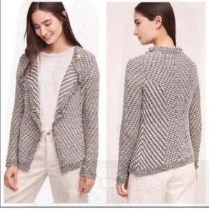 Angel Of The North By Anthropologie Tweed Frayed Button Cardigan